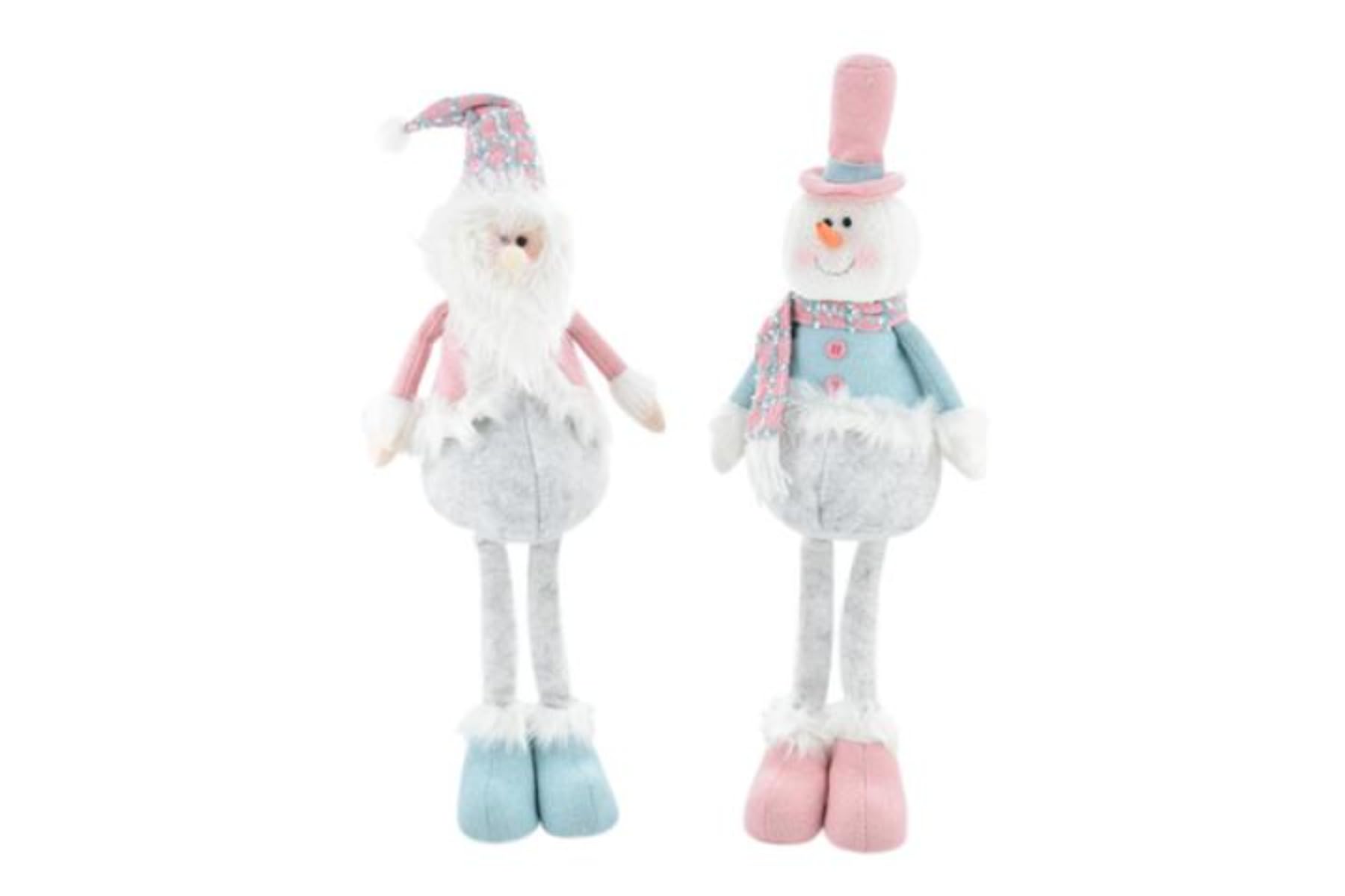 PARTENOPE L.Rose Bleu pâle Homme de Neige 58 cm grand bonhomme de neige déco de Noël