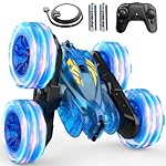 Remote Control Car,Stunt RC Cars For Kids with Colorful Light,Fast USB-C Charging,Double-Sided 360° Rotating Rechargeable 4WD RC Truck Car Toys for Ages 5-7 Gift for Boys Girls Ages 8-12(Blue)