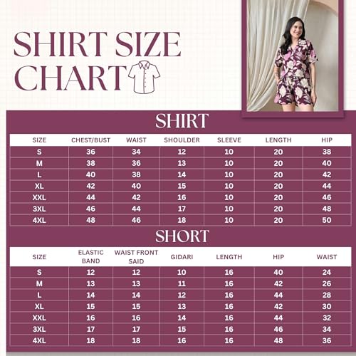 Image of Women Cotton Pajama Set Shirt & Shorts | Co-Ord Night Suit Soft Breathable Printed Sleepwear Lounge Wear Comfortable
