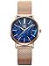 Produktbild Alienwork Armbanduhr Damen Rose-Gold Metall Mesh Armband Edelstahl blau Ultra-flach Elegant