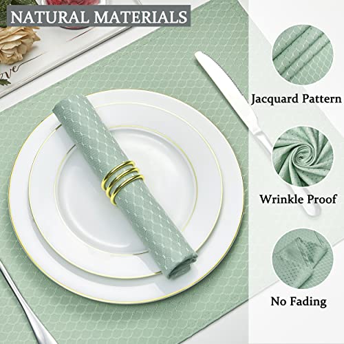 Homejoy Cloth Napkins Set Of 8 – Square 17X17 Inch Jacquard Fabric Polyester Washable Reusable Cloth Napkins For Kitchen Dinner Dining Restaurants Wedding Party Banquet (Sage Green) #TOP2