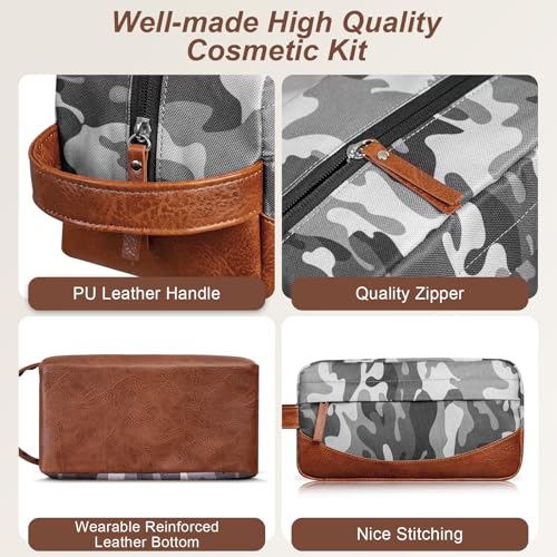 Travel Toiletry Bag for Men, Hanging Toiletry Organizer, Water Resistant Shaving Kit with Large Capacity for Travel Accessories (Camo-Gey, Medium)2