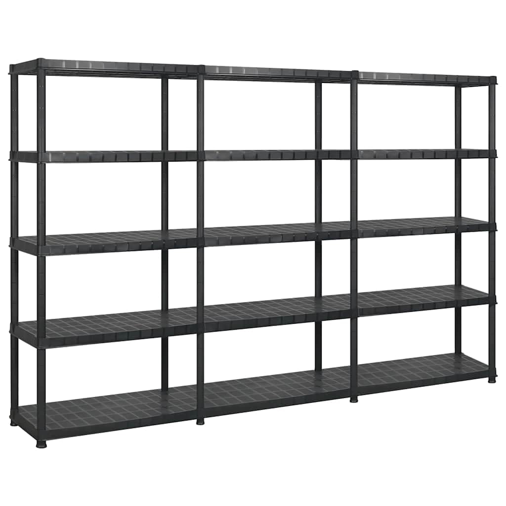 Scaffale industriale con 5 ripiani, nero, 274,5 x 45,7 x 185 cm, in plastica, per carichi pesanti, per officina e magazzino