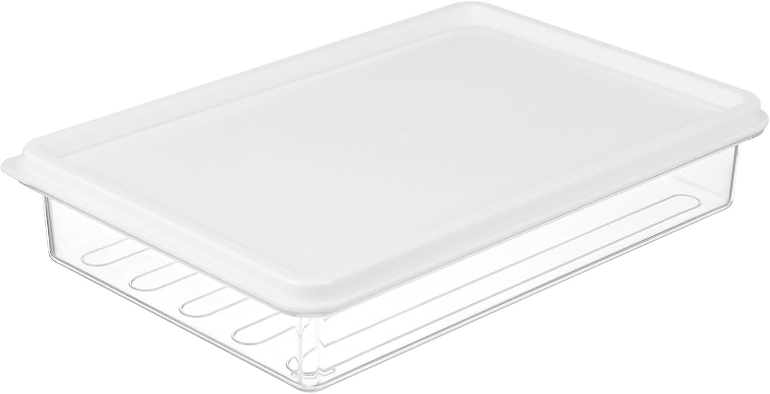 Luxshiny Bacon Storage Container for Refrigerator Airtight Meat Storage Box with Lid Clear Compact Food Container for Bacon Cheese Cold Cuts 7.87X5.31X1.45 Inch