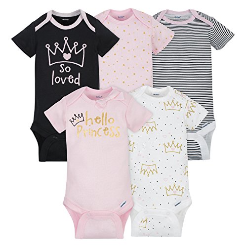 Gerber Baby Girls 5 Pack Onesies, Princess, NB