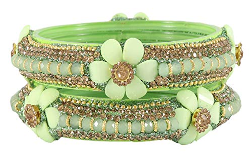 Image of NMII Viral Multi Colour Glass Bangles with Golden Ghungroo Charms & Stone Work For Women & Girls | Fancy Designer Glass Bangle | Traditional Chudi | Kanch Ki Churi | Stylish Ghungroo Bangle For Women