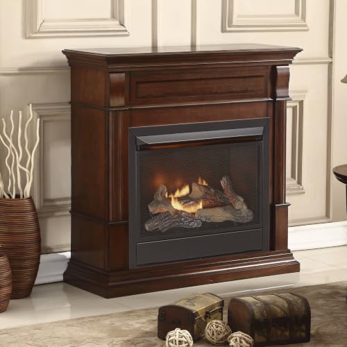 Image of Duluth Forge Ventless Liquid Propane Gas Fireplace with Mantel - 26,000 BTU, Remote Control, Auburn Cherry Finish - Model# DFS-300LR-3AC
