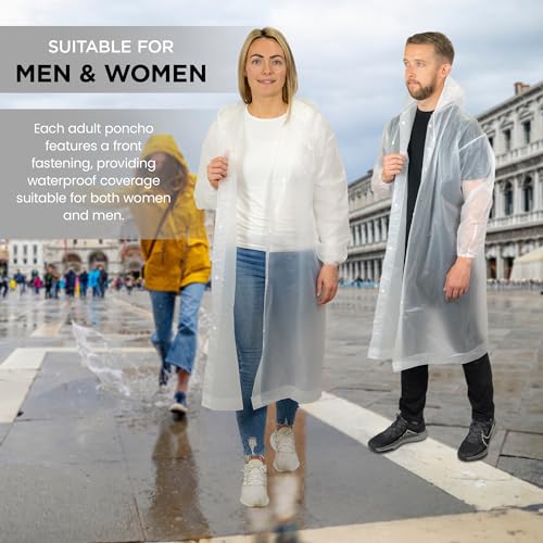 REDSTAR 2 Pack of Rain Ponchos - Long Rain Poncho Waterproof Adult Raincoats with Hood - Reusable Rain Coats for Women & Men4