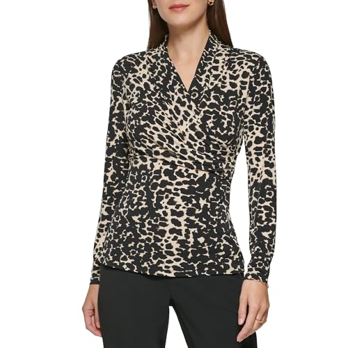 DKNY Women's Long Sleeve Cross Front Suit Blouse2
