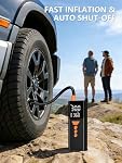 Gonfleur de pneus Portable Air Compresseur, 150PSI Sans fil Air Pompe pour pneus de voiture avec fermeture automatique, pompe à pneus portable pour voiture, vélo, moto et boules