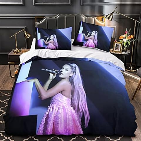 Famous Star Bedding Set Ariana Grande Comforter Cover 3D Print Duvet Cover for Kids Boys Girls Adults Bedspread Cover Room Decor Single(135x200cm) Cover