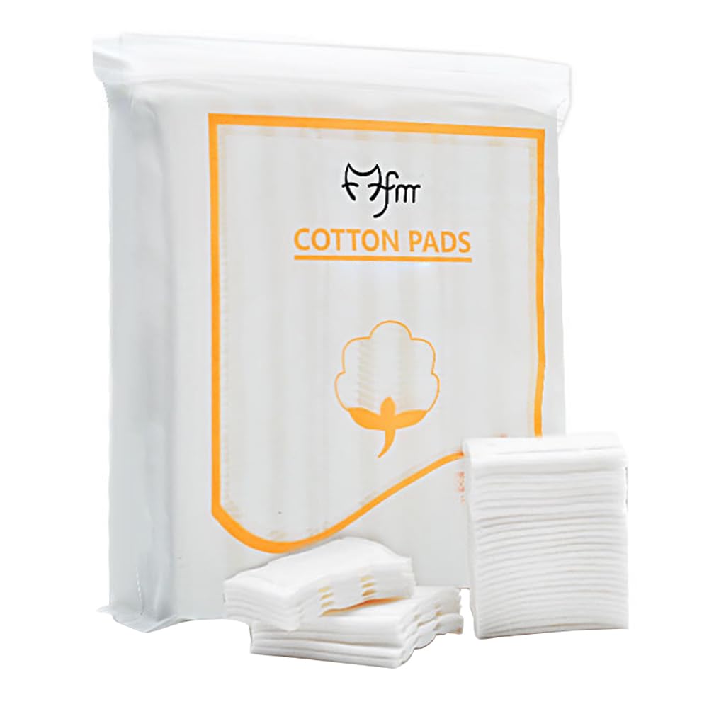 222Pcs White Square Facial Cotton Pads Lip Eye Makeup Remover Pads Soft Lint-Free Double-Side Triple Layered Cosmetic Cotton Pads for Face Toner Nail Polish