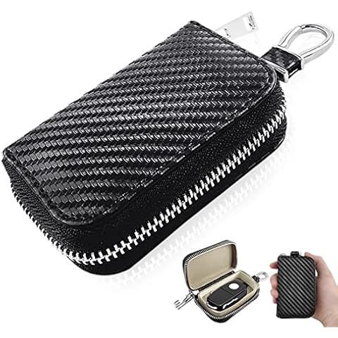 Car Key Case Faraday Cage Car Key Pouch Carbon Fiber Block Signal Shielding Bag for Car keys Anti-Hacking Case Blocker RFID Signal Blocker Protector Anti-Theft Pouch (B- 1 Pack Key Case) Cover