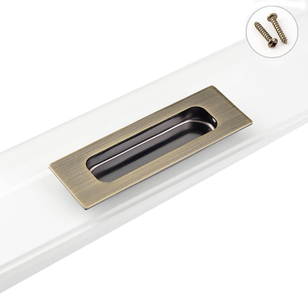 MiJunHD Recessed Flush Door Handles Stainless Steel Cabinet & Furniture Door Pulls Bronze 120 * 40mm Rectangle-Hidden Holes Rectangle Handles/Pulls for Interior & Closet Doors