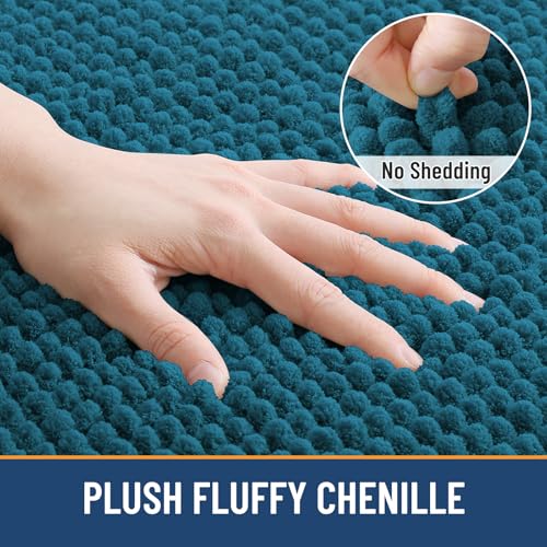 Arotive Chenille Bathroom Rugs 30x20, Soft Absorbent Bath Mat, Peacock Blue by Arotive - Used condition - Image 4