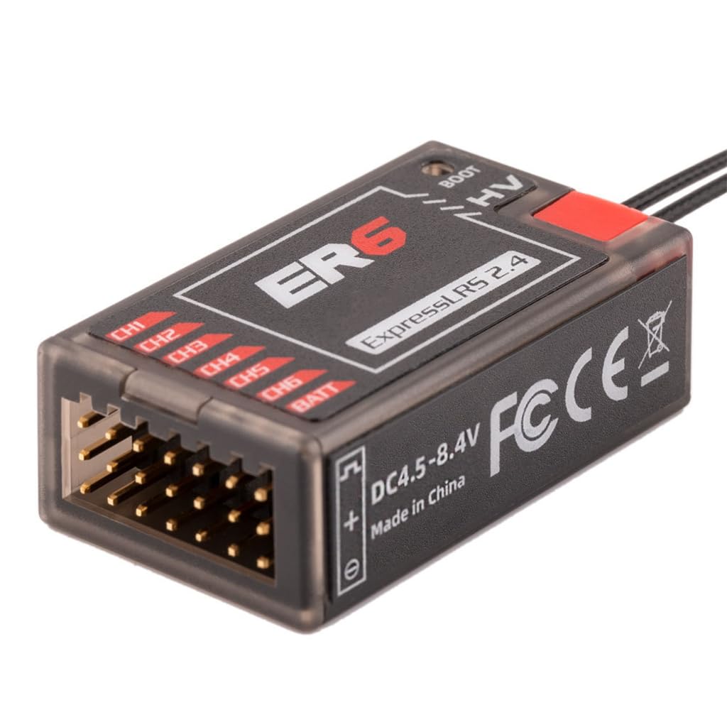 Receptor ExpressLRS ELRS PWM de 4 CH/6CH/8CH 2.4 GHz para coche RC barco avión ala fija (negro ER6)
