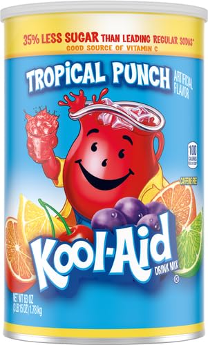 Image of Kool-Aid Caffeine Free Jumbo Tropical Punch Sweetened Powdered Drink Mix 1 Count 63 oz Canister