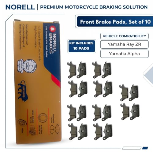 Image of NORELL 8906219820816 Front Disc Brake Pad Set (01 Set) Compatible with Yamaha Ray ZR & Yamaha Alpha | Premium Front Brake Pads Replacement | High Performance Disc Brake Pad Set