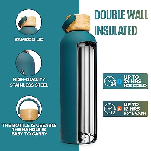 Insulated-Water-Bottle-Insulated-Water-Bottle-24oz-With-Handle-Leak-Proof-Water-Bottles-With-Bamboo-Lid-Stainless-Steel-Gym-Sport-Insulated-Thermos-For-Men-Women-BLUE