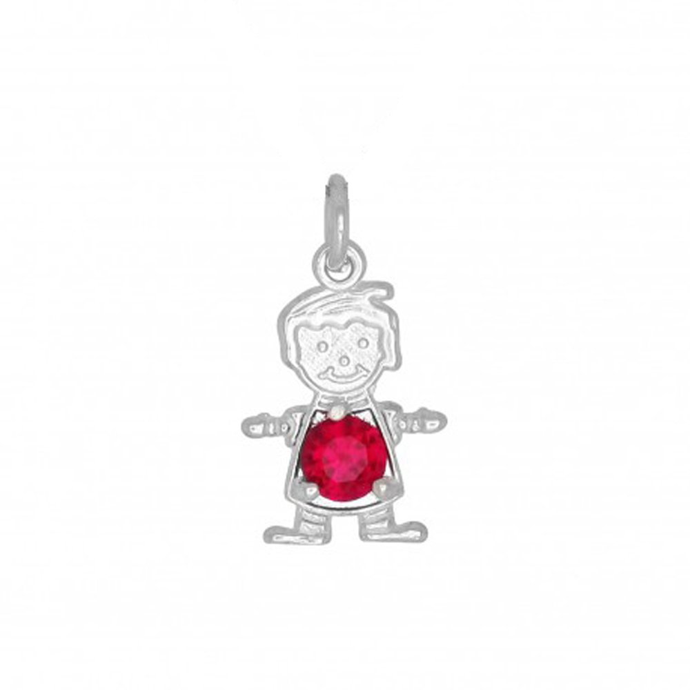Sterling Silver CZ Birthstone Boy Charm Pendant for Baby and Children - January