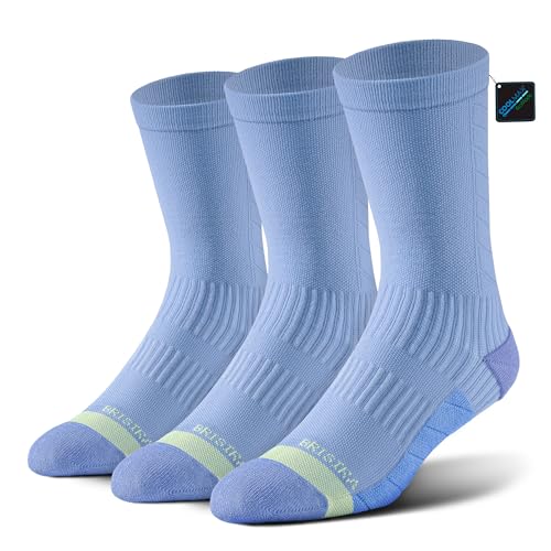 BRISIRA Coolmax Bamboo Viscose Compression Running Crew Socks Women Moisture-Wicking Anti-Blister Cooling Athletic Mid Calf