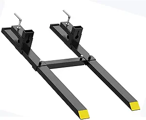 Garvee 60" Clamp on Pallet Forks, 4,000Lbs Heavy Duty Fork Rack with Adjustable Stabilizer Bar for Loader Bucket Skid Steer Tractor