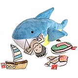 Upgraded Hide and Seek Interactive Plush Dog Toy, Durable Squeaky Crinkle Puzzle Sniffing Type Toys for Small Medium Large Dogs, 4 Toys in 1 Big Toy (Shark 13'')
