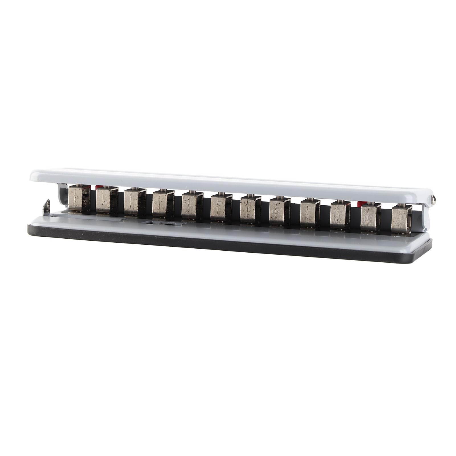 Cocoarm Perforadora de Papel Perforadora Ajustable de 12 Orificios Cuerpo de Metal Capacidad de 6 Hojas con Cuchillas Extraíbles Base Antideslizante y Recolector de Desechos para Papel de Hojas (GREY)