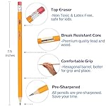 V-Opitos Wood-Cased #2 HB Pencils, 50 Pack Bulk Pre-Sharpened Yellow Pencils with Top Erasers, School Classroom Teacher Supplies, Writing, Drawing and Sketching - Image 3