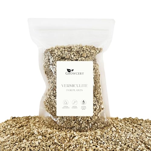 Growcery Fine Vermiculite for Plants - Lightweight Soil Additive for Improved Drainage, Aeration & Moisture Retention - Perfect for Seed Germination, Potting Mixes & Indoor Gardening (1L)