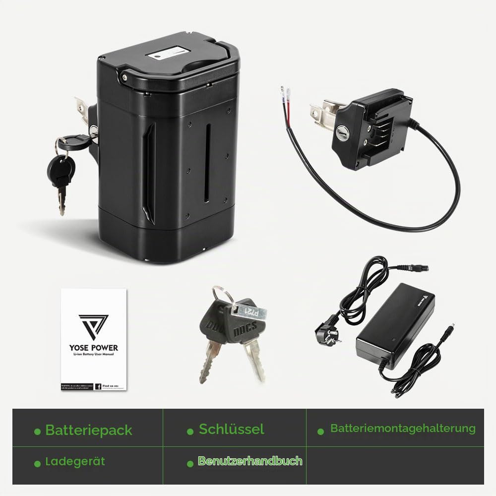 E-Bike Batterie 36V10,4Ah Li-ion Akku mit Ladegerät für Ansmann Senglar,Heinzmann,PortaHK