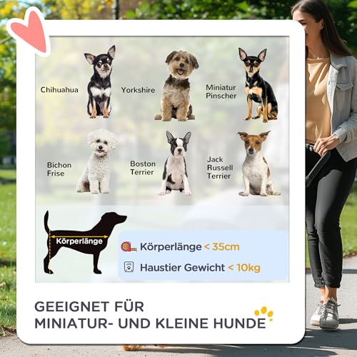 PawHut Hundewagen Hundebuggy klappbar für Hunde & Katzen bis 10 kg Katzenbuggy mit Kissen Netzfenstern Getränkehalter Aufbewahrungstasche Katzenwagen Buggy Schwarz
