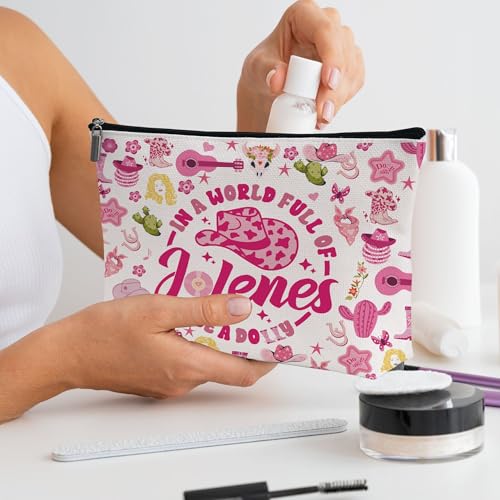 Pink Cowgirls Makeup Bag, Country Music Lover Gift Silky Lining Cosmetic Pouch, Western Country Pink Dolly Theme Gift for Women Country Music Fans4