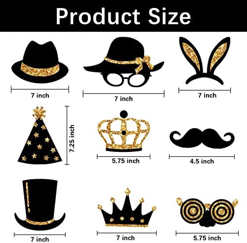 24pcs Golden Photo Booth Props,Party Props,Photo Props,Photo Booth Props Birthday,Wedding Photo Booth Props,Hen Party Photo Booth Props,Birthday Props with Wine Glass, Lipstick, Tie, Crowns