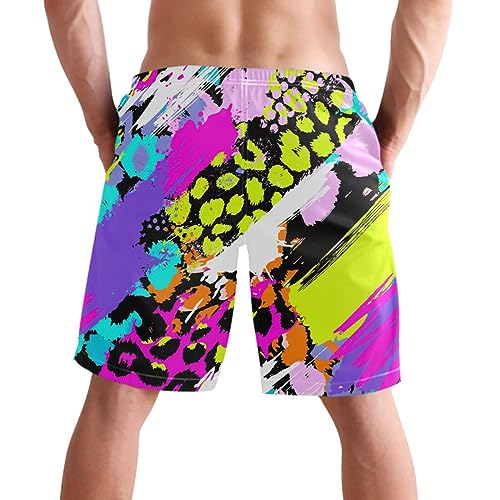 visesunny Men's Swim Trunks Abstract Chaotic Leopard Print Bathing Suits Beach Holiday Party Swim Shorts2
