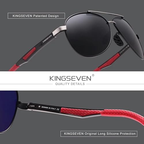 KINGSEVEN Pilot Polarized Sunglasses for Men Aluminum Magnesium Vintage Glasses UV400 Protection7720-3 (Golden gray) - Image 4