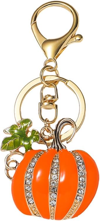 Pumpkin Bag Charm for Womem Thanksgiving Rhinestone Keychain Pumpkins House Maple Leaf Lobster Purse Charm