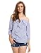 Milumia Women's Tie-bow Vertical Stripe Ruffle Off The Shoulder Blouse Top Blue M