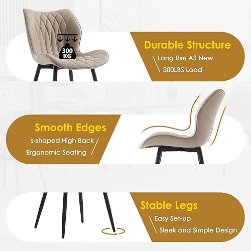 Miniatura 5 de Kidol & Shellder Juego de 2 sillas de comedor modernas con respaldo, sillas decorativas sin brazos para sala de estar, silla tapizada de piel