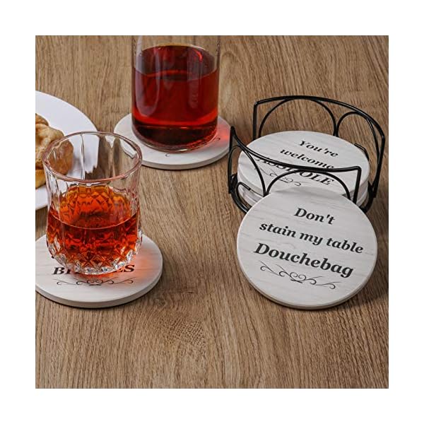 Coasters for drinks funny drink coasters absorbent with holder 6 pcs absorbing stone funny coaster gift set housewarming gift new home apartment kitchen house decor gift for women men  urban country home decor
