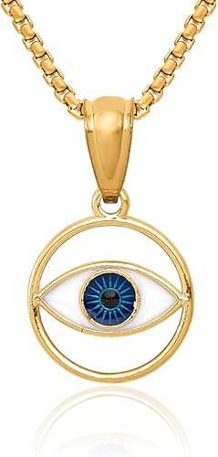 IceCarats Colgante de oro amarillo de 14 quilates Hamsa Good Luck Blue Evil Eye Protection Necklace Charm Pendant