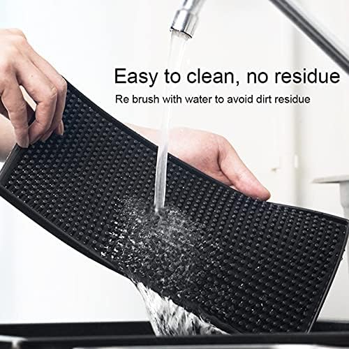 Bar Mat 3Pcs Non Slip Rubber Bar Service Mat Thick Durable Countertop Spill Mats for Kitchen Restaurants Coffee Bars Counter-Top (12 * 6in , Black)