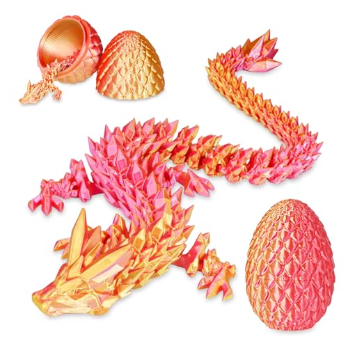 Dragon Egg with Dragon Inside 3D Printed Decorative Toys for Kids Adults Perfect Surprise Gifts Uniqur Home and Desk Decor Easter Valentine Birthdays Christmas(Orange Red,Medium)