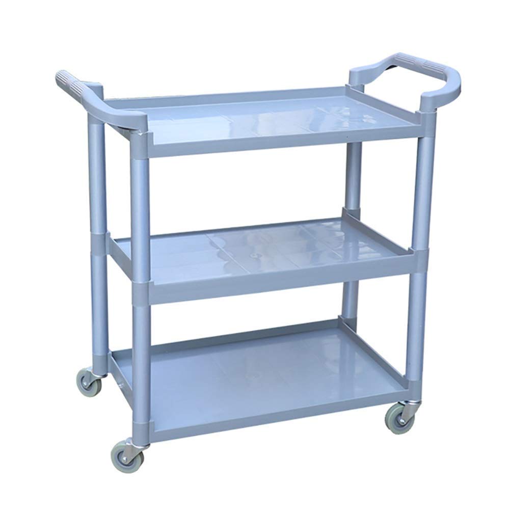 Large Trolly Cart Durable Hotel Catering Cart with Handle, 3 Tier Multi Purpose Plastic Cleaning Service Rolling Trolley with Wheel, 50kg Capacity (Color : L-103ร50ร98cm)