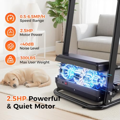 Image of Lastforever Walking Treadmill with Extra-Long Safety Handrails, Home Recovery Fitness Exercise Machine for Elder, Senior Treadmills for Home, Heart Rate Monitor, LED Display, 310 lbs Capacity