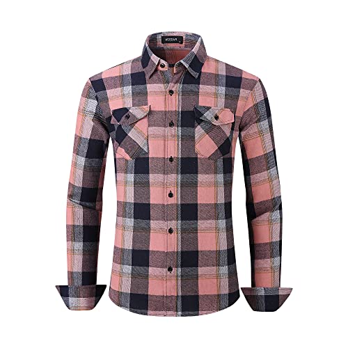 MCEDAR Men’s Plaid Flannel Shirts-Long Sleeve Casual Button Down Slim Fit Outfit for Camp Hanging Out or Work