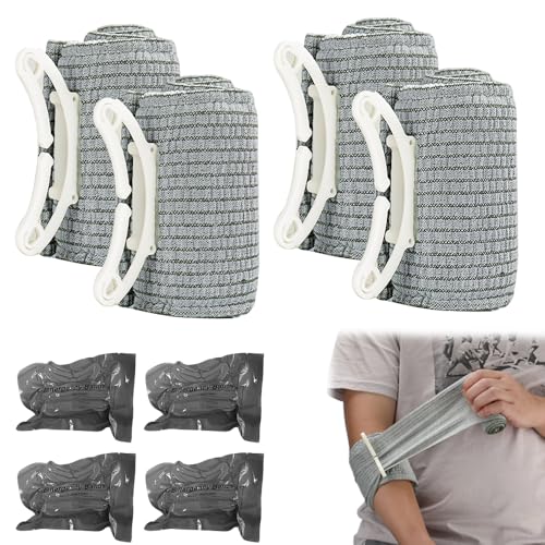 Weciau 4 Pièces Pansement Israelien, 4 Pouces Pansement Compressif D'urgence Garot, Gris Coussin Hemostatique Urgence, pour Sports de Plein Air, Camping, Randonnée, Escalade