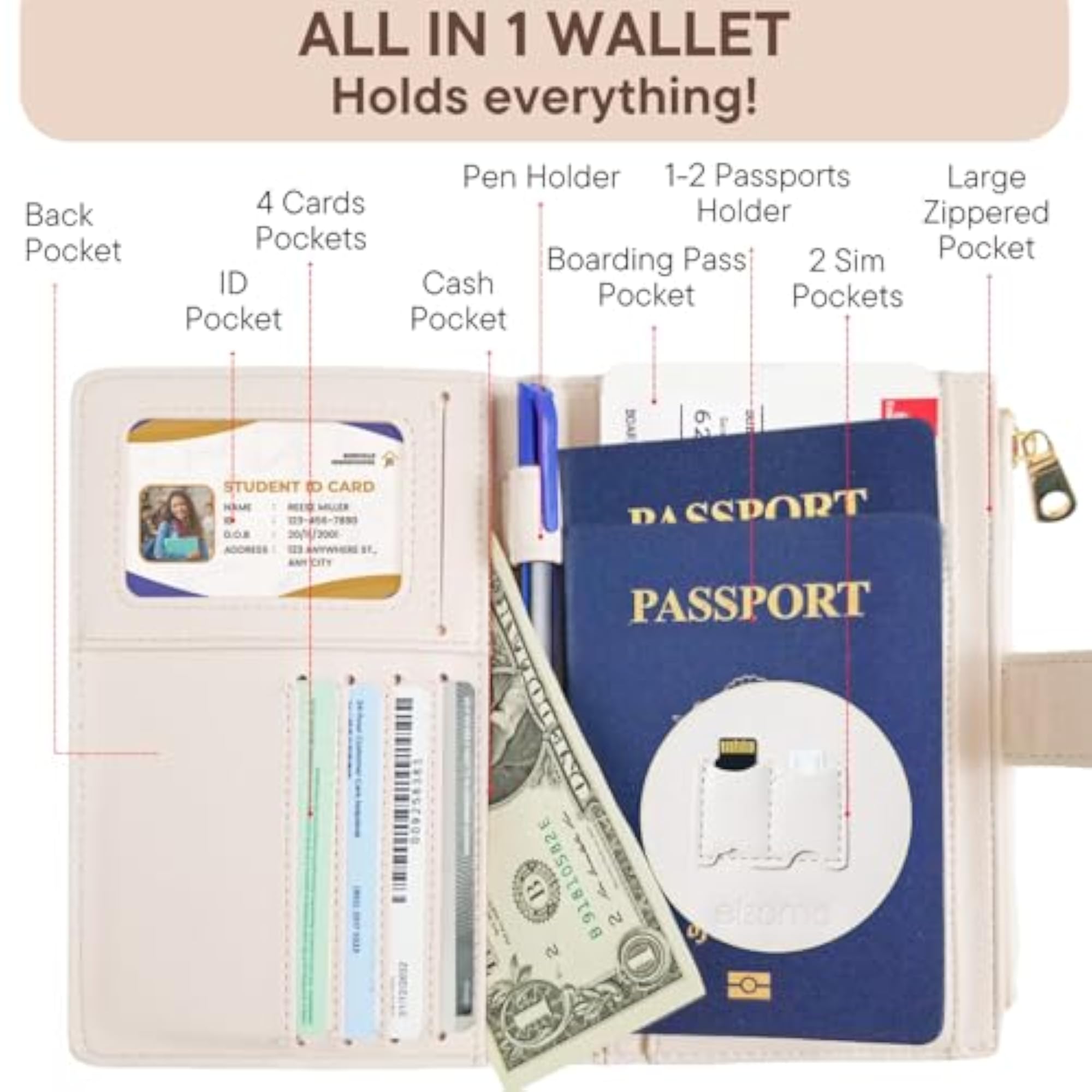 Airtag Passport Holder with RFID Blocking for Women