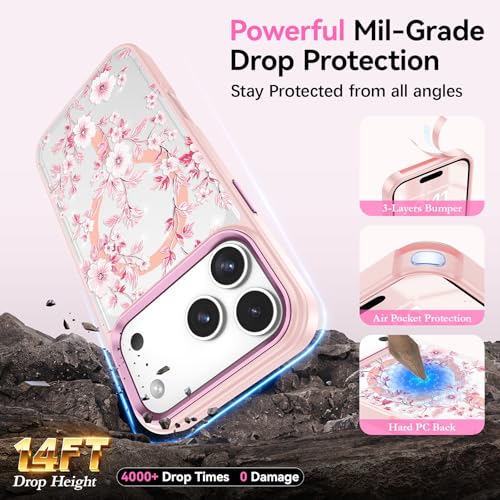 Coque iPhone 17 Pro transparente fleurie compatible MagSafe VENINGO - 2