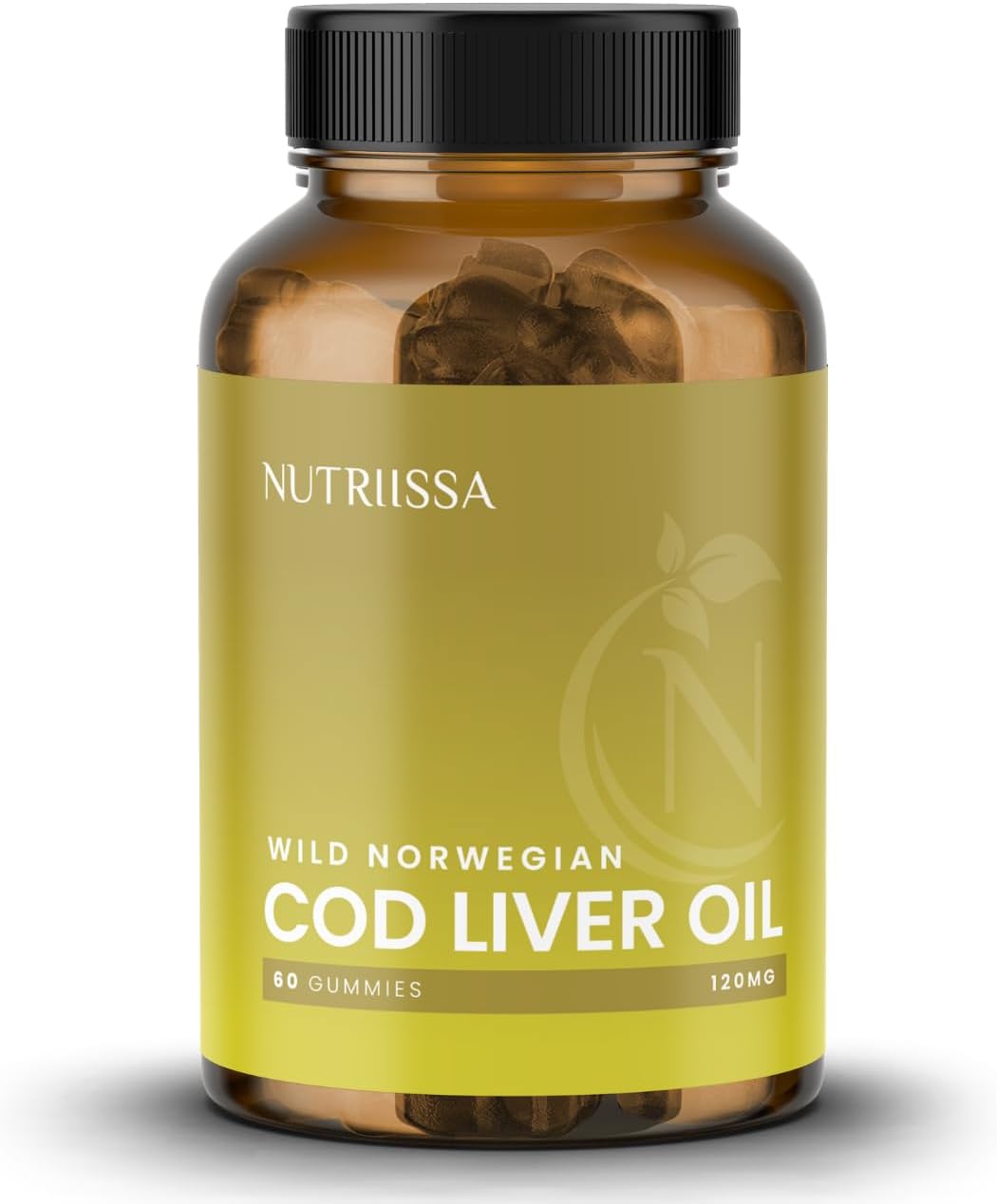 Nutriissa Organic Cod Liver Oil – Fish Oil Gummies Rich in Omega-3, EPA, DHA – EPEB Certified for Purity & Potency - 60 Lemon Flavored Gummies
